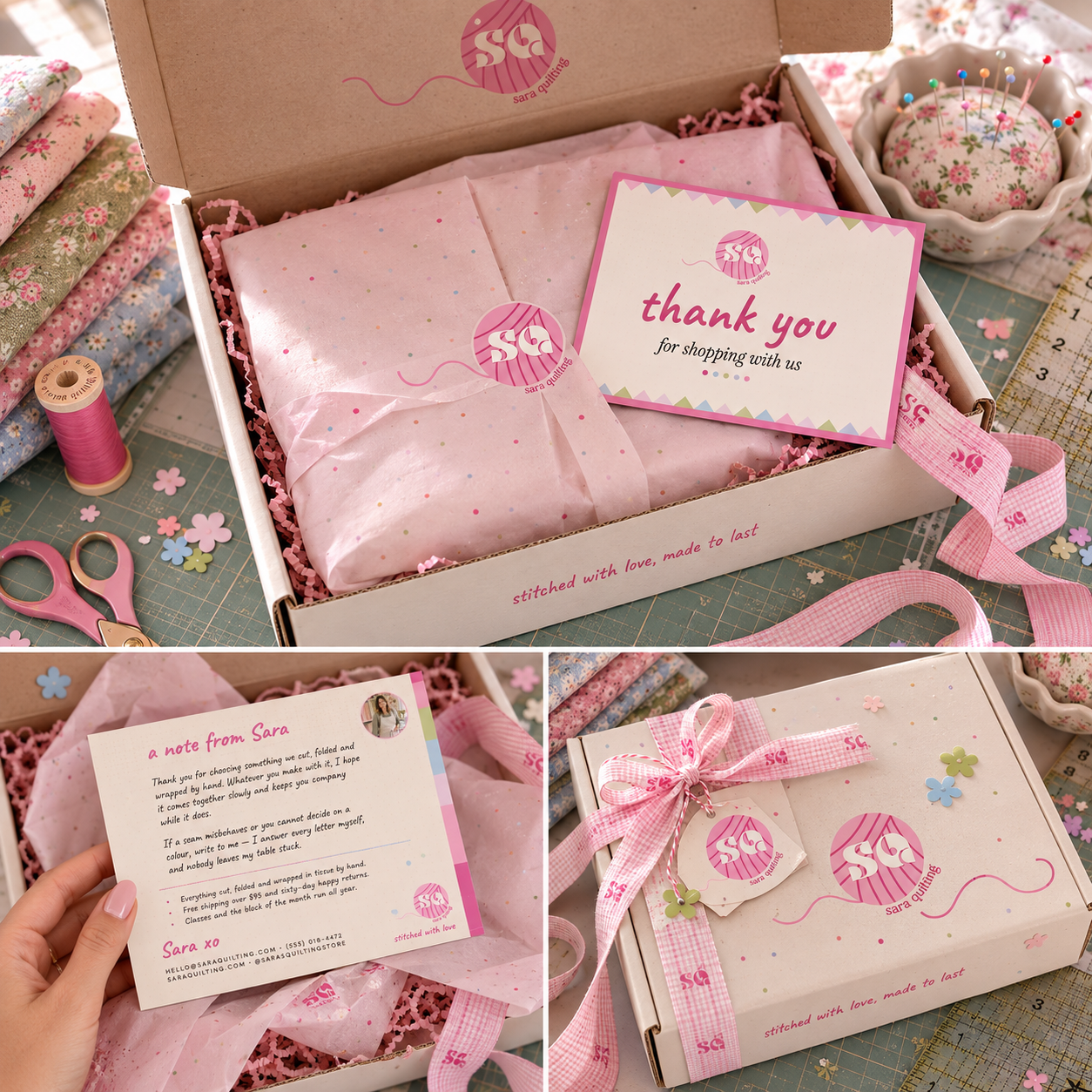 Gift Packaging designed for a quilting business
