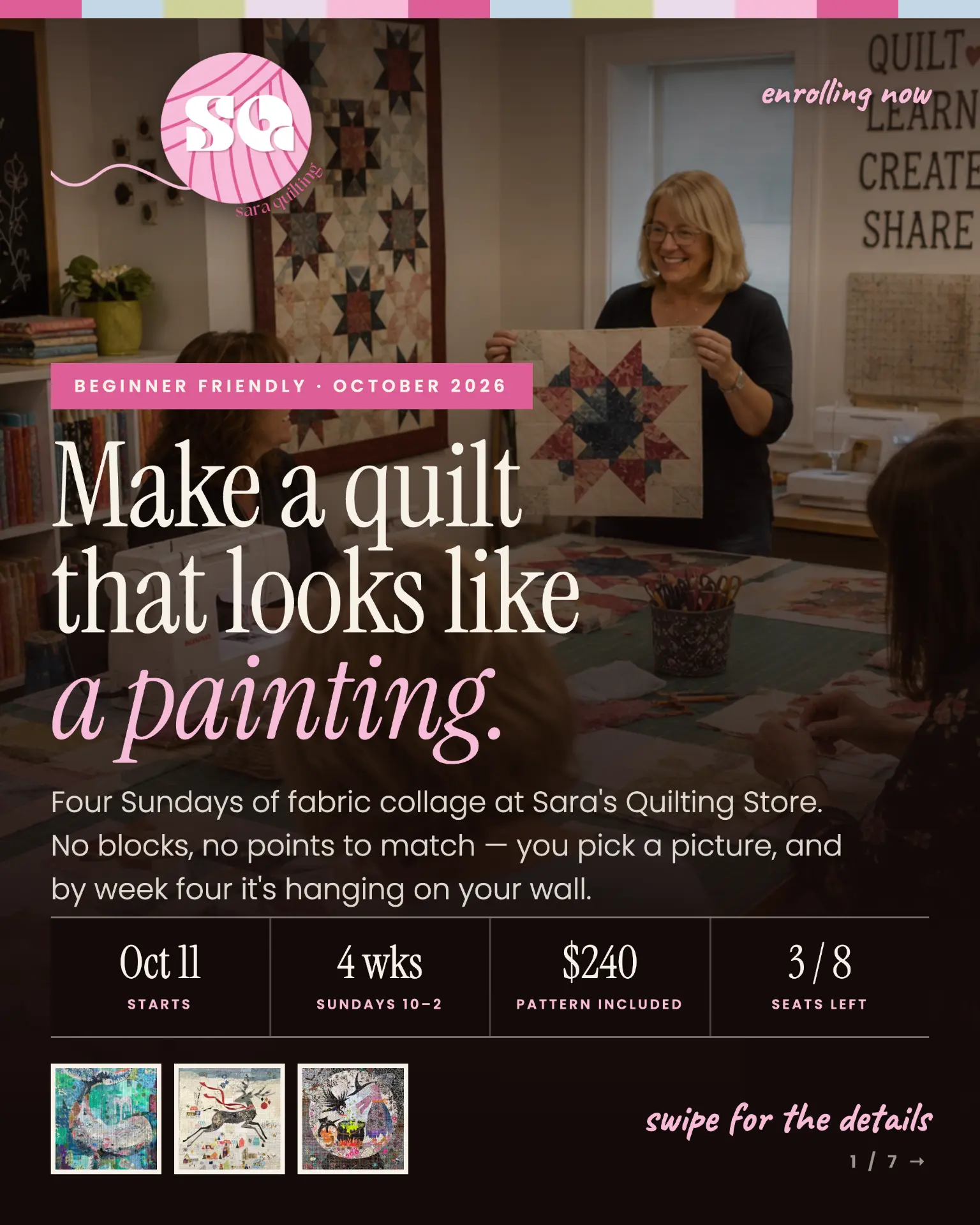 Classes designed for a quilting business