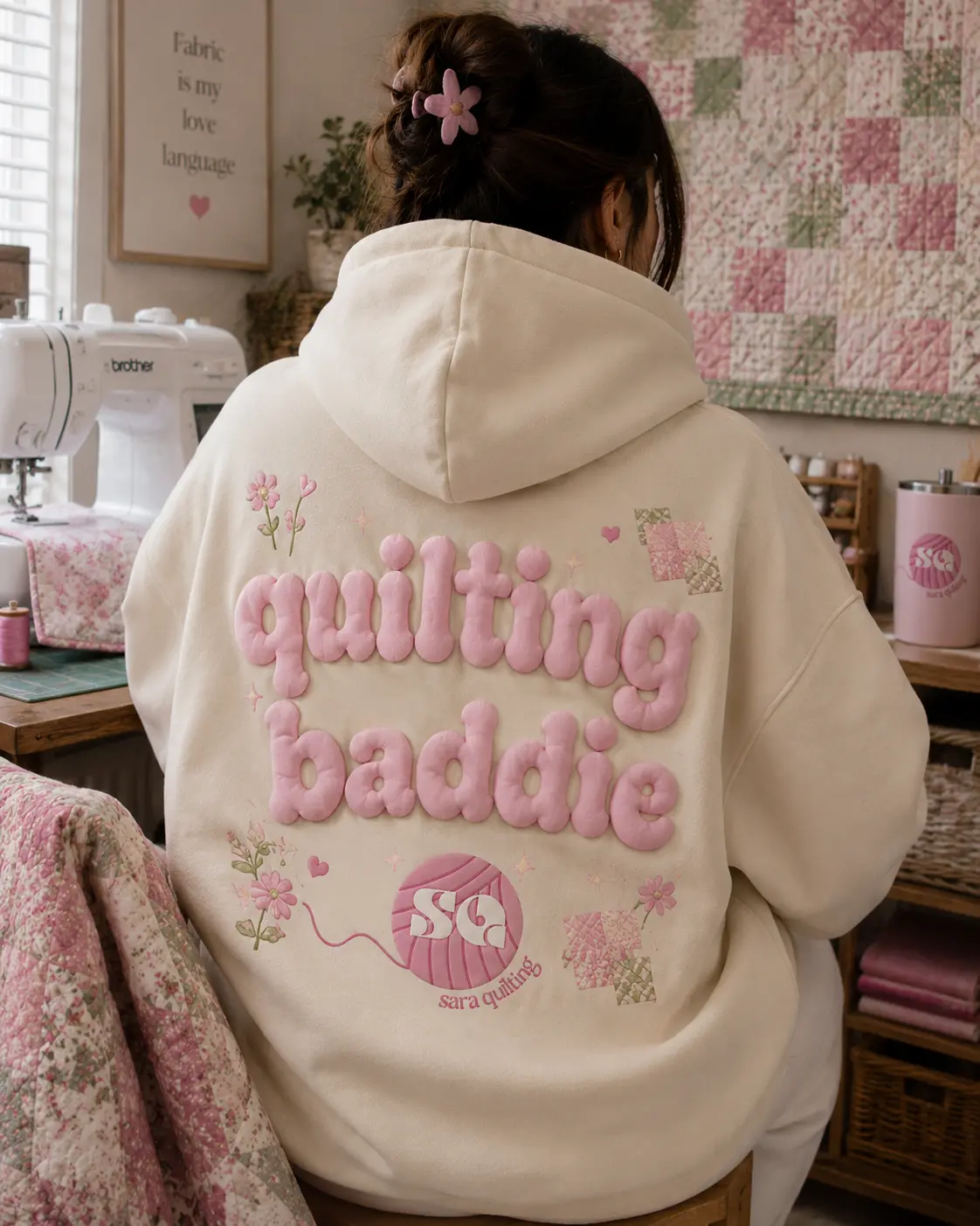 Merchandise designed for a quilting business