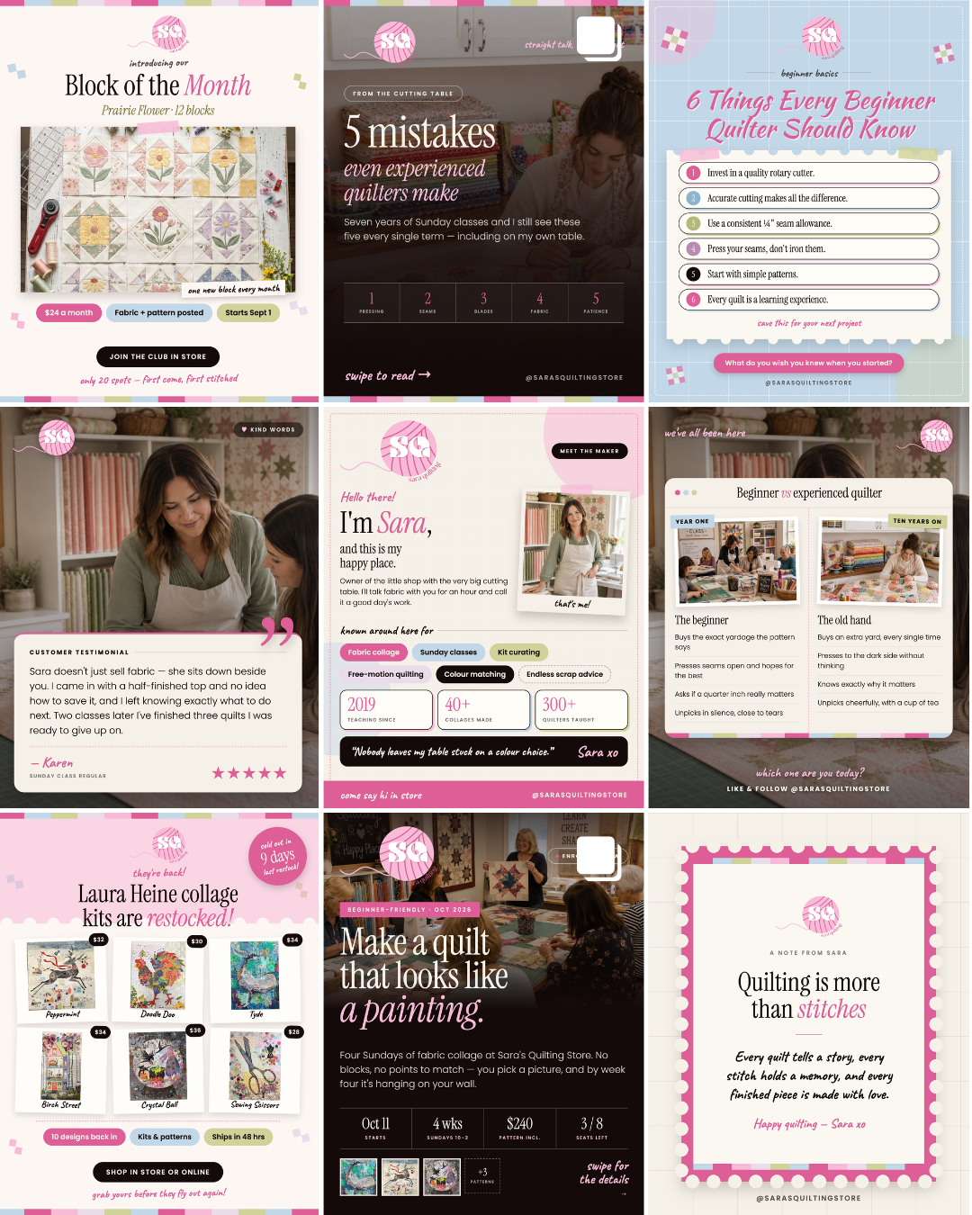 Instagram designed for a quilting business